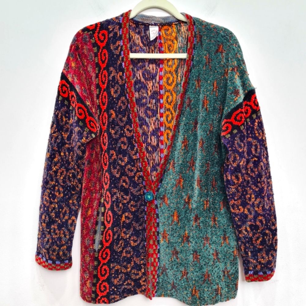 Robin Originals by Robin Bergman Artsy Chenille Handloomed Yarn Cardigan M/L